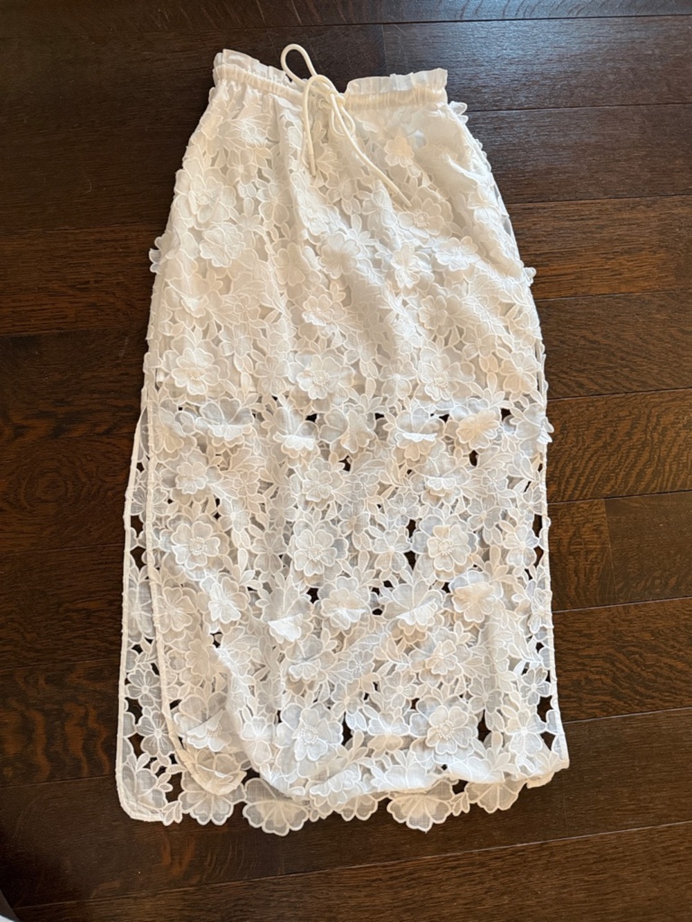 Zimmermann White Floral Lace Midi Skirt
